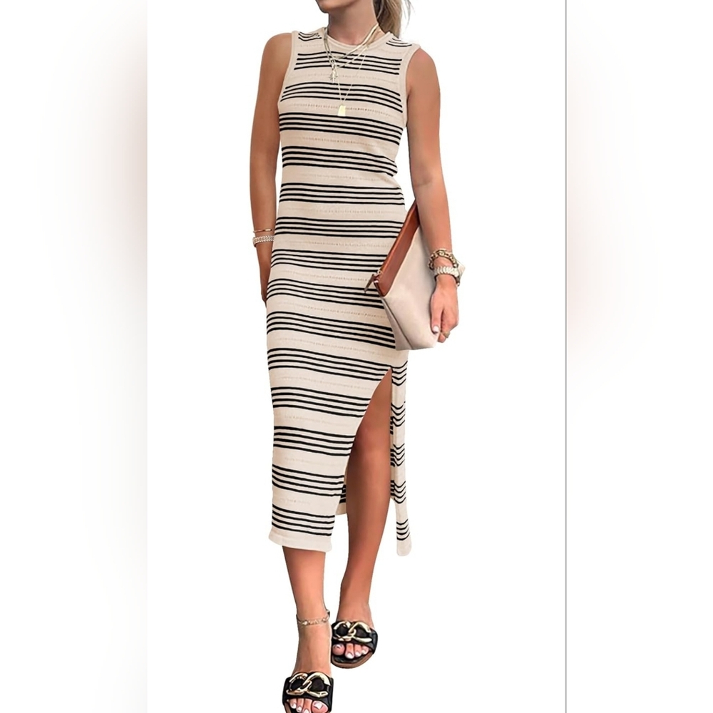 Size Small Fits 4-6 Women's Summer Bodycon Sundress Casual Midi Sleeveless